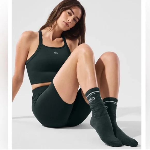 ALO Yoga Dark Green Athletic Socks - Picture 1 of 6